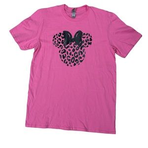 Pink Minnie Mouse Shirt, Leopard Print Minnie Shirt, Disney Shirt Size Medium